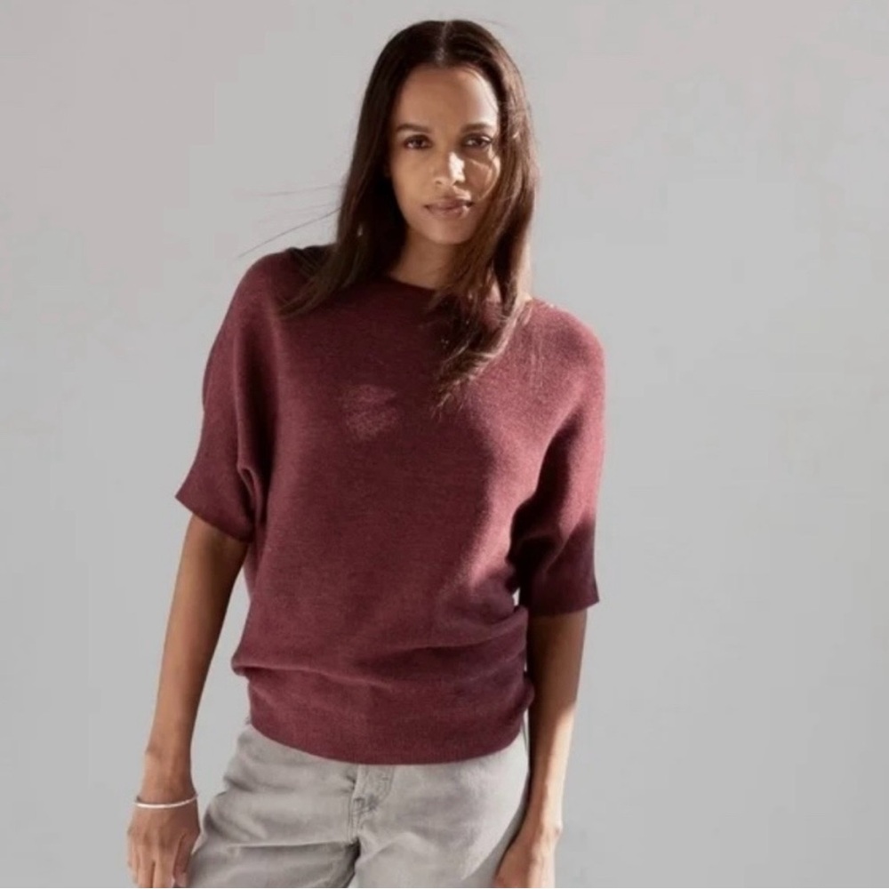The Reset R | Label Essential Crewneck Sweater in Burgundy